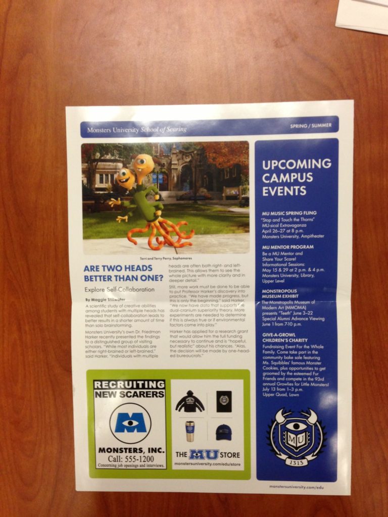 Monsters-University-Alumni-Newsletter-Spring-Summer-Press-Back