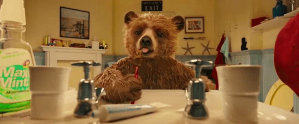 paddington-bear-licking-toothbrush-trailer