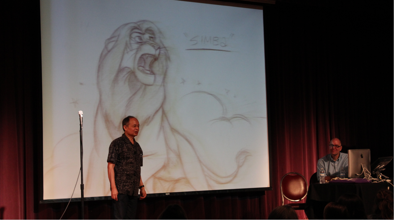 Ruben Aquino talks about adult Simba from Disney's 'The Lion King.' Seated Tom Brancoft
