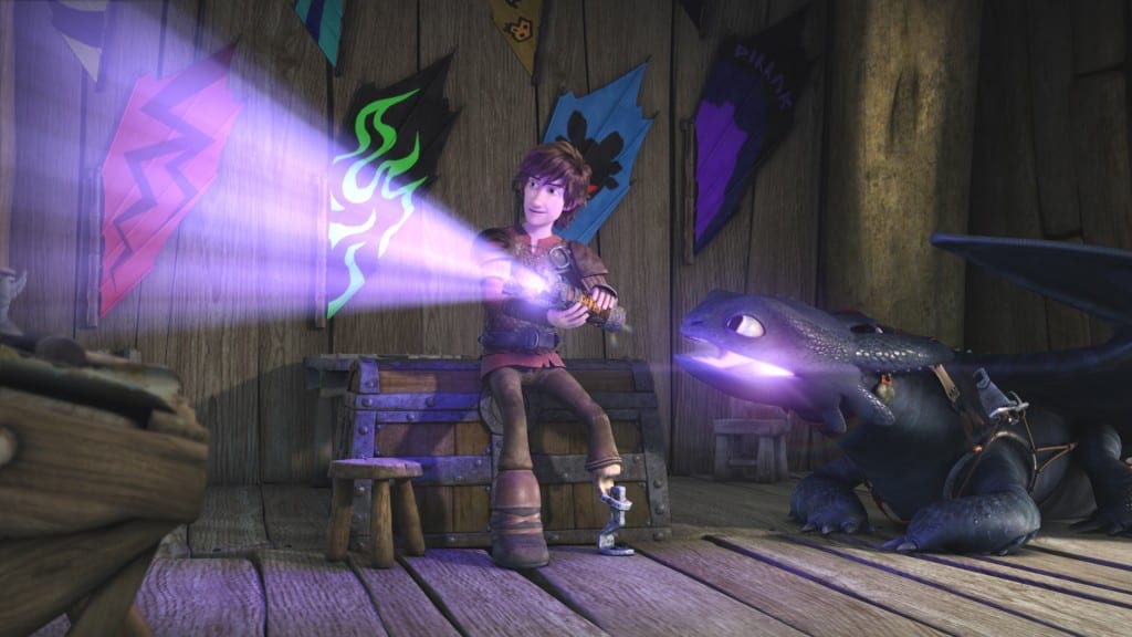 Hiccup and Toothless experimenting with the effects of dragon fire on the Dragon Eye's inner lenses.
