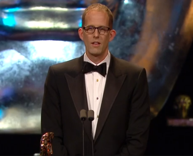 'Inside Out' director, Pete Docter, accepting BAFTA for Best Animated Film.