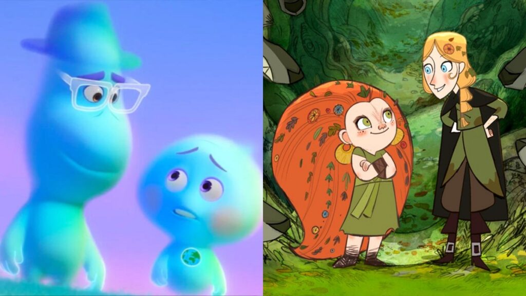 Pixar's 'Soul' (left) and Cartoon Saloon's 'Wolfwalkers' (right) were the big winners of the 48th Annie Awards, winning seven and five awards respectively.